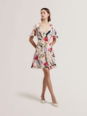 Ted Baker Mini Issiia Frill Detail Dress with Angel Sleeve - Image 1 of 5