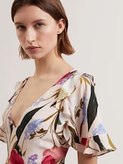 Ted Baker Mini Issiia Frill Detail Dress with Angel Sleeve - Image 3 of 5