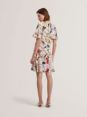 Ted Baker Mini Issiia Frill Detail Dress with Angel Sleeve - Image 4 of 5
