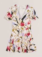 Ted Baker Mini Issiia Frill Detail Dress with Angel Sleeve - Image 5 of 5