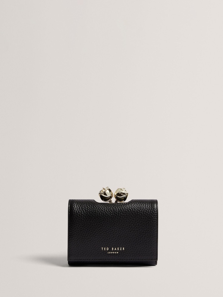Ted Baker Black Small Roosa Rose Detail Leather Bobble Purse - Image 1 of 4
