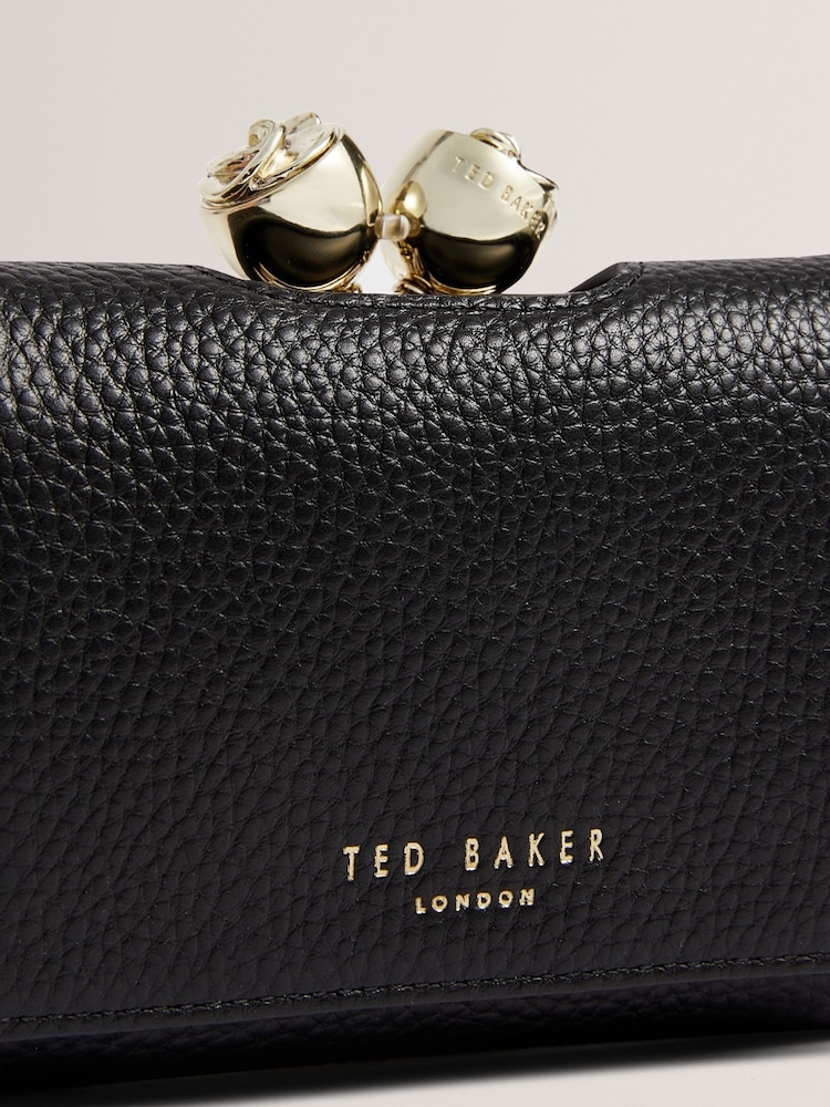 Ted Baker Black Small Roosa Rose Detail Leather Bobble Purse - Image 2 of 4 Ted Baker Black Small Roosa Rose Detail Leather Bobble Purse - Image 2 of 4