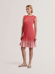 Ted Baker Red Lilyo Textured Stripe Flippy Skirt Mini Dress - Image 1 of 5