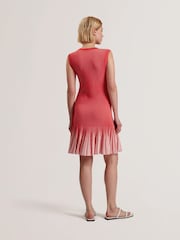 Ted Baker Red Lilyo Textured Stripe Flippy Skirt Mini Dress - Image 2 of 5