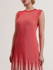 Ted Baker Red Lilyo Textured Stripe Flippy Skirt Mini Dress - Image 3 of 5
