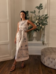 Ted Baker Cream Marrona Knot Detail Wrap Over Midi Dress - Image 1 of 6
