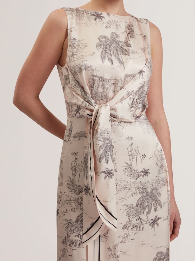 Ted Baker Cream Marrona Knot Detail Wrap Over Midi Dress - Image 3 of 6