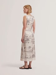 Ted Baker Cream Marrona Knot Detail Wrap Over Midi Dress - Image 4 of 6