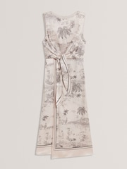 Ted Baker Cream Marrona Knot Detail Wrap Over Midi Dress - Image 5 of 6