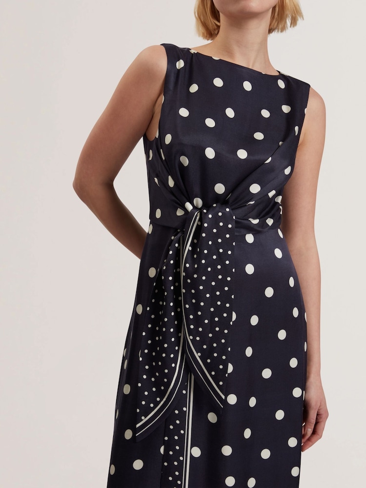 Ted Baker Blue Malmoa-Knot Detail Wrap Over Midi Dress - Image 3 of 5