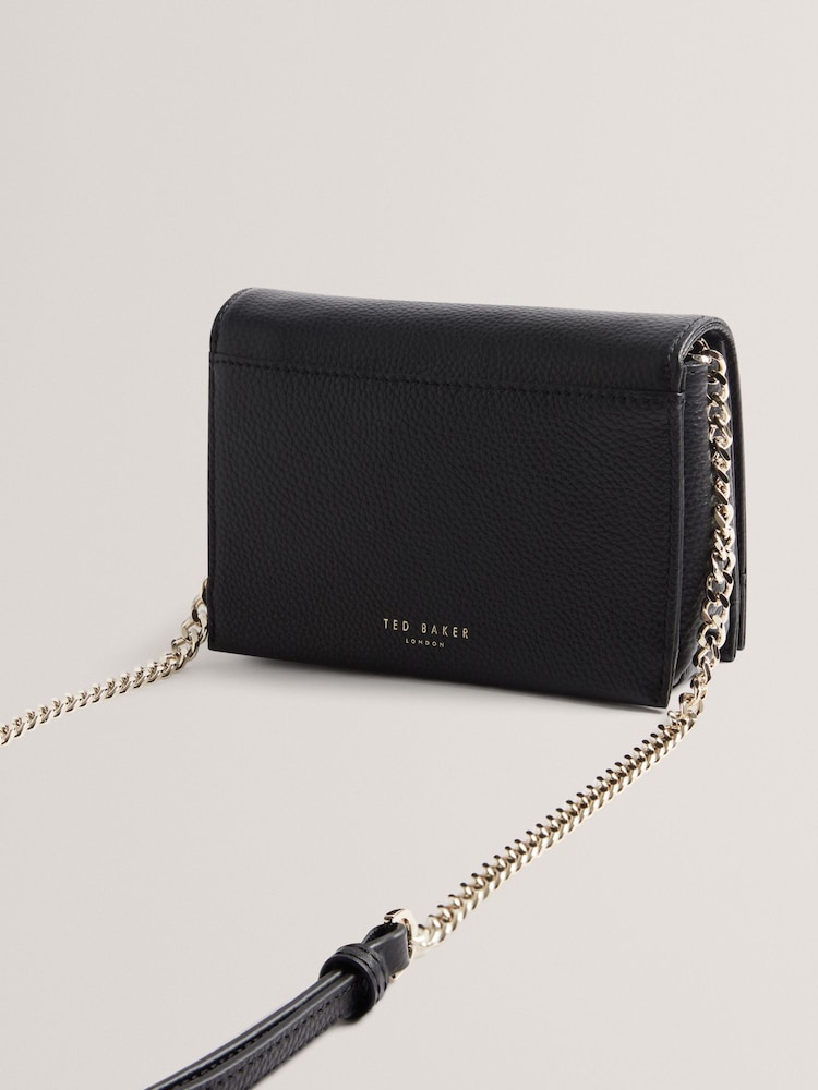 Ted Baker Black Rousen Bar Detail Leather Crossbody Bag - Image 2 of 4 Ted Baker Black Rousen Bar Detail Leather Crossbody Bag - Image 2 of 4