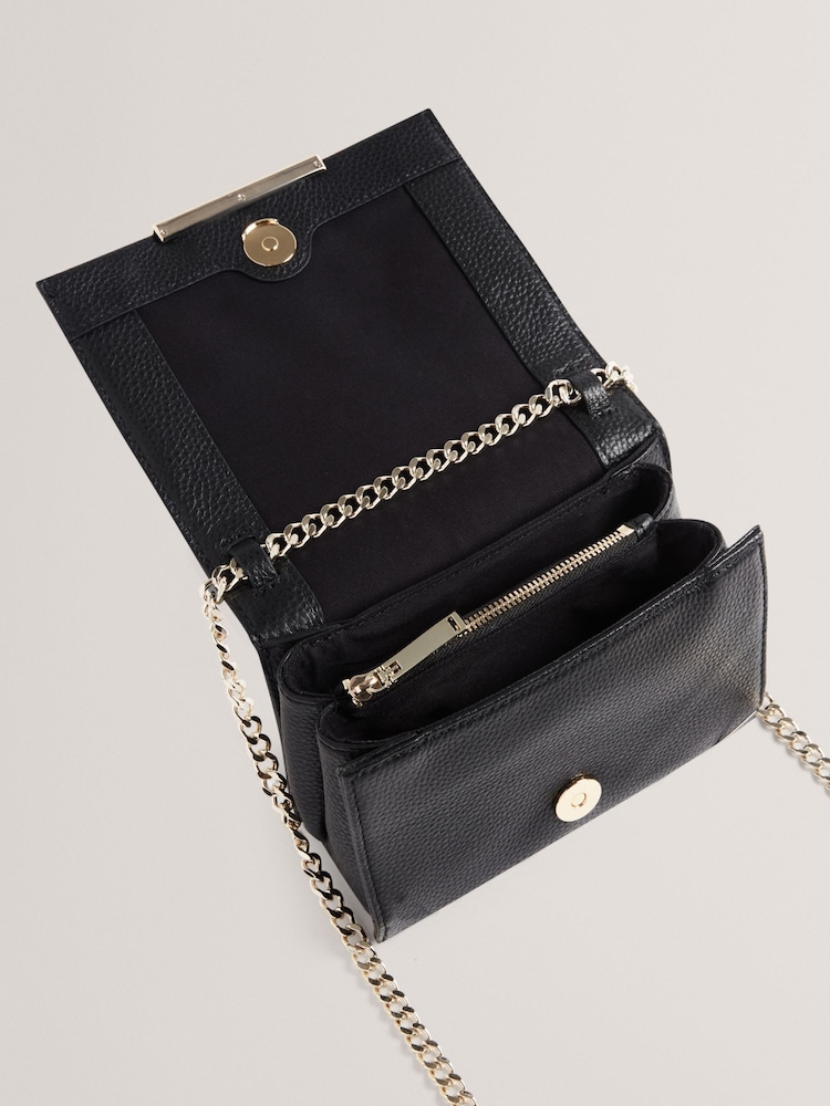 Ted Baker Black Rousen Bar Detail Leather Crossbody Bag - Image 4 of 4