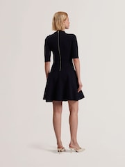 Ted Baker Lilano Ribbed Knit Button Detail Skater Dress - Image 2 of 5