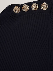 Ted Baker Lilano Ribbed Knit Button Detail Skater Dress - Image 5 of 5