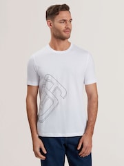 Белый - Ted Baker Craigey Short Sleeve Branded Graphic 100% Cotton T-Shirt - Image 1 of 8