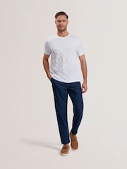 Белый - Ted Baker Craigey Short Sleeve Branded Graphic 100% Cotton T-Shirt - Image 2 of 8
