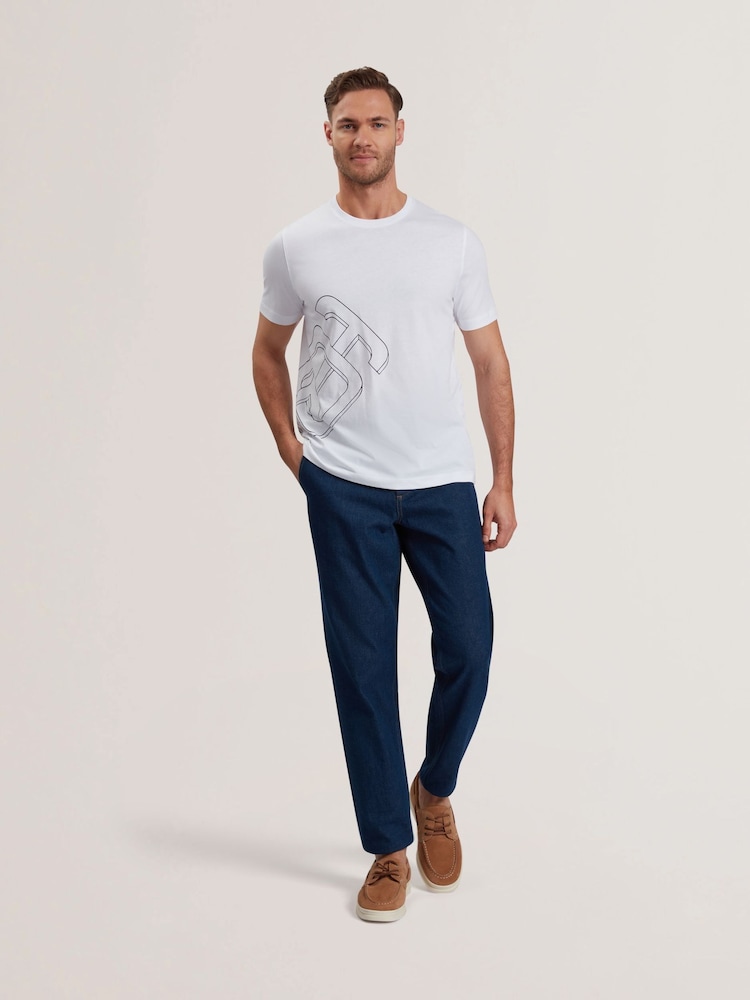 Белый - Ted Baker Craigey Short Sleeve Branded Graphic 100% Cotton T-Shirt - Image 2 of 8