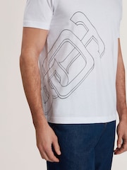 Белый - Ted Baker Craigey Short Sleeve Branded Graphic 100% Cotton T-Shirt - Image 3 of 8