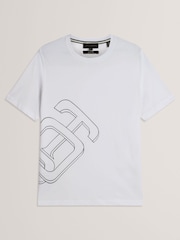 Белый - Ted Baker Craigey Short Sleeve Branded Graphic 100% Cotton T-Shirt - Image 5 of 8