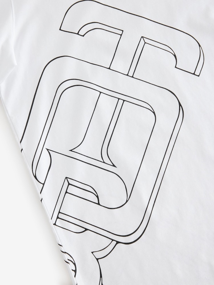 Белый - Ted Baker Craigey Short Sleeve Branded Graphic 100% Cotton T-Shirt - Image 8 of 8