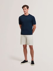 Ted Baker Blue Tarit Regular Knitted Rayon 100% Cotton T-Shirt - Image 2 of 6
