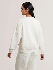 Ted Baker White Sanderr Graphic 100% Cotton Sweater - Image 2 of 5