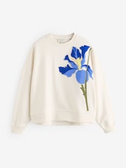 Ted Baker White Sanderr Graphic 100% Cotton Sweater - Image 4 of 5