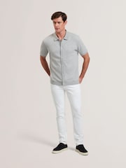 رمادي - Ted Baker Connyr Short Sleeve Regular Button Through Polo Shirt - صورة 3 من 6