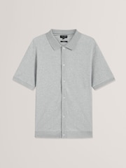 رمادي - Ted Baker Connyr Short Sleeve Regular Button Through Polo Shirt - صورة 5 من 6
