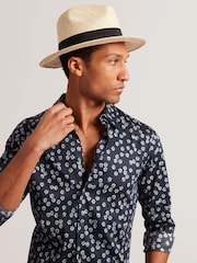 Ted Baker Blue Slim Nicko Long Sleeve Ditsy Floral Print Shirt - Image 3 of 8