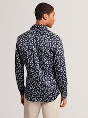 Ted Baker Blue Slim Nicko Long Sleeve Ditsy Floral Print Shirt - Image 4 of 8