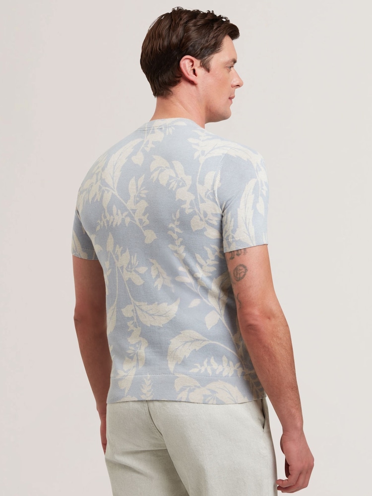 Ted Baker Blue Dennio Printed Floral T-Shirt - Image 4 of 6