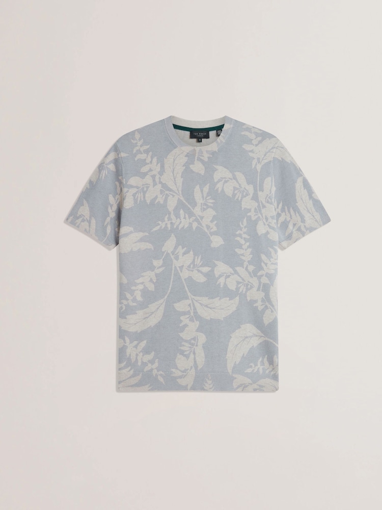 Ted Baker Blue Dennio Printed Floral T-Shirt - Image 5 of 6
