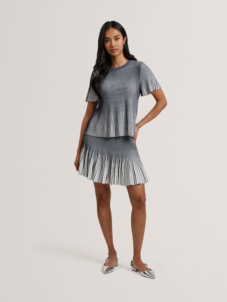 Ted Baker Blue Lotttii Flippy Knit Mini Skirt - Image 1 of 6