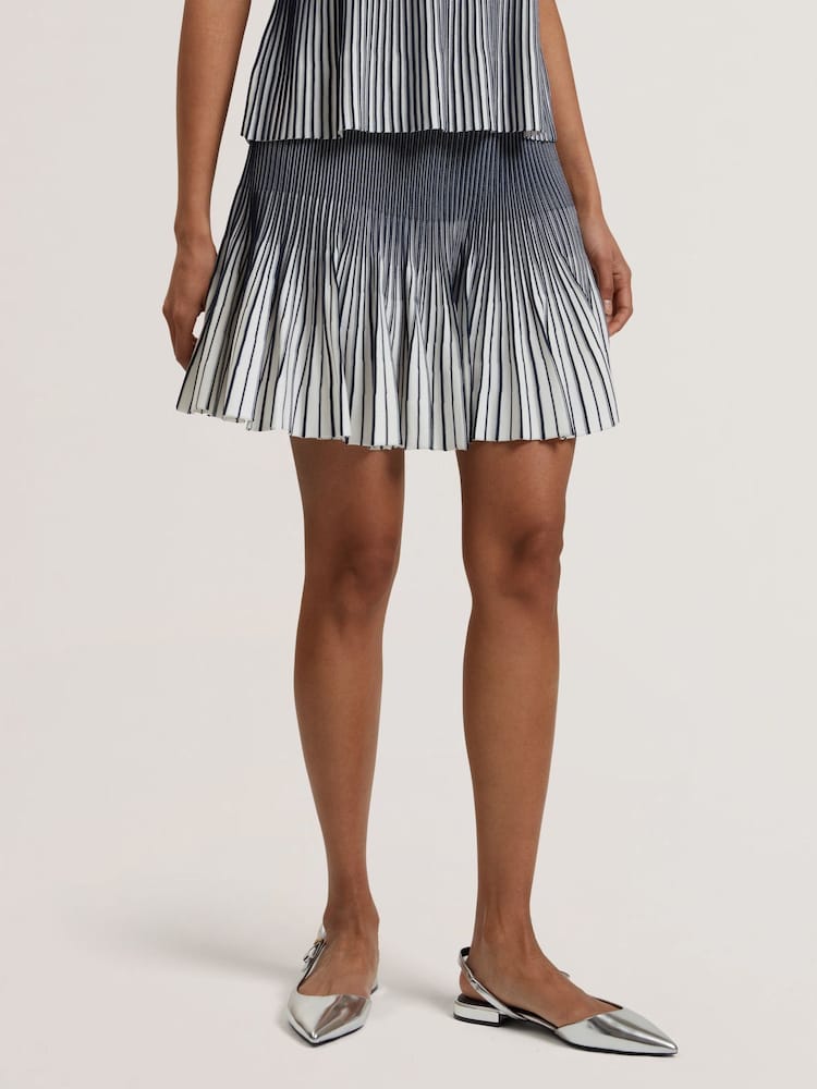Ted Baker Blue Lotttii Flippy Knit Mini Skirt - Image 2 of 6
