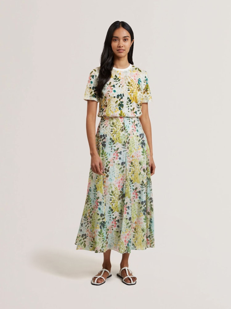 Ted Baker White Nellya Blend Printed Boxy T-Shirt - Image 2 of 6 Ted Baker White Nellya Blend Printed Boxy T-Shirt - Image 2 of 6