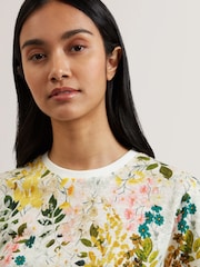 Ted Baker White Nellya Blend Printed Boxy T-Shirt - Image 3 of 6