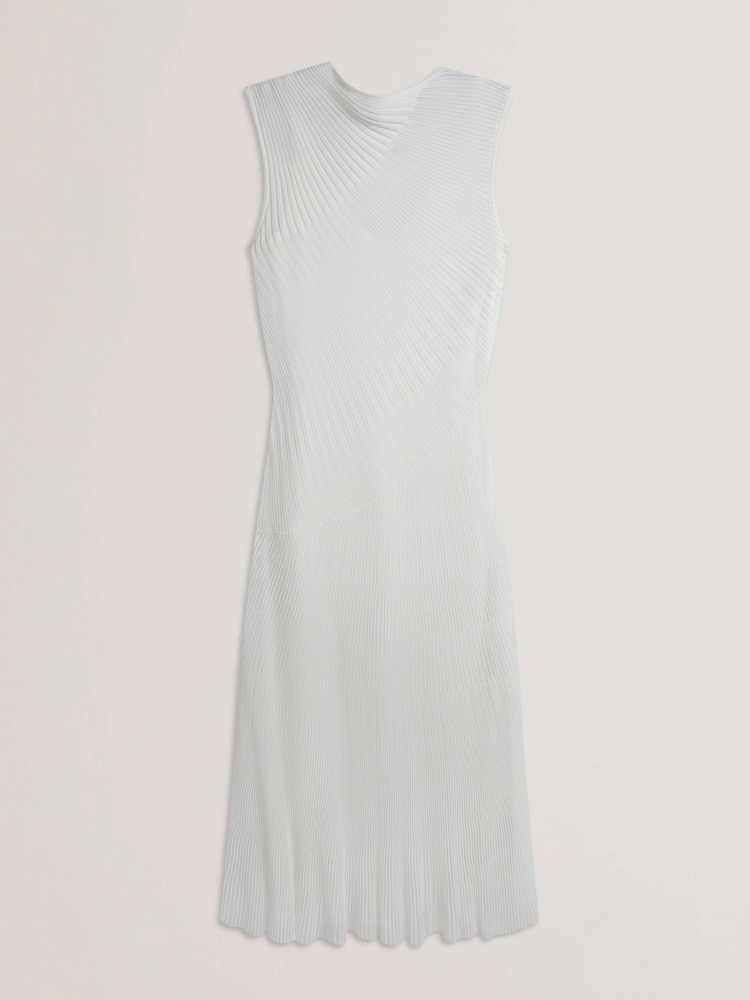 Ted Baker White Celyina-Engineered Sheer Detail Knitted Midi Dress - Image 5 of 5