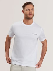Ted Baker White Tebars-SS Branded Script 100% Cotton T-Shirt - Image 1 of 9