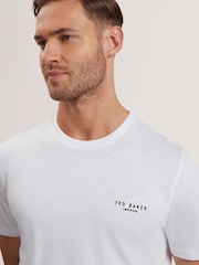 Ted Baker White Tebars-SS Branded Script 100% Cotton T-Shirt - Image 3 of 9