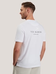 Ted Baker White Tebars-SS Branded Script 100% Cotton T-Shirt - Image 4 of 9