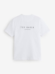 Ted Baker White Tebars-SS Branded Script 100% Cotton T-Shirt - Image 6 of 9