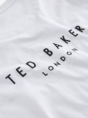 Ted Baker White Tebars-SS Branded Script 100% Cotton T-Shirt - Image 7 of 9