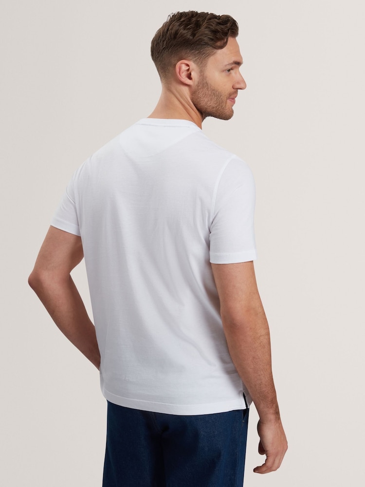 Ted Baker White Justino Short Sleeve Box Print Graphic 100% Cotton T-Shirt - Image 4 of 7