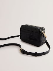 Ted Baker Black Stina-Double Zip Croc Effect Mini Camera Bag - Image 3 of 5