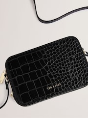 Ted Baker Black Stina-Double Zip Croc Effect Mini Camera Bag - Image 4 of 5