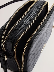 Ted Baker Black Stina-Double Zip Croc Effect Mini Camera Bag - Image 5 of 5