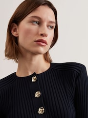 Ted Baker Blue Dayyzi-Long Sleeve Crop Knit Cardigan - Image 3 of 6