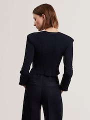 Ted Baker Blue Dayyzi-Long Sleeve Crop Knit Cardigan - Image 4 of 6