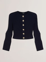 Ted Baker Blue Dayyzi-Long Sleeve Crop Knit Cardigan - Image 5 of 6